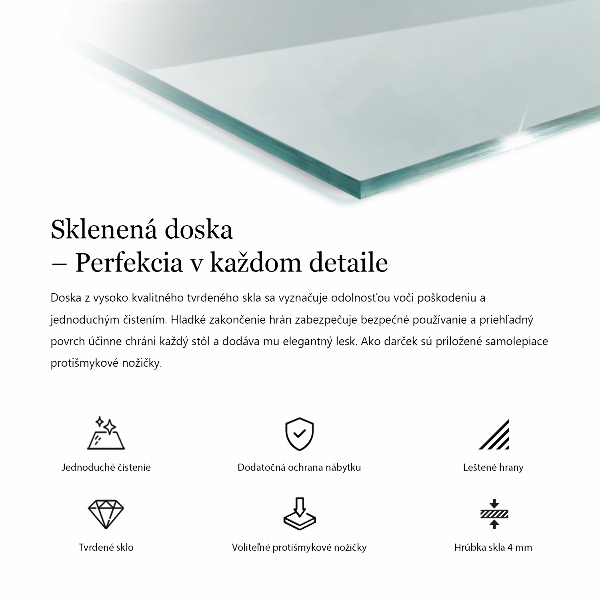 Blat de masă dreptunghiular transparent