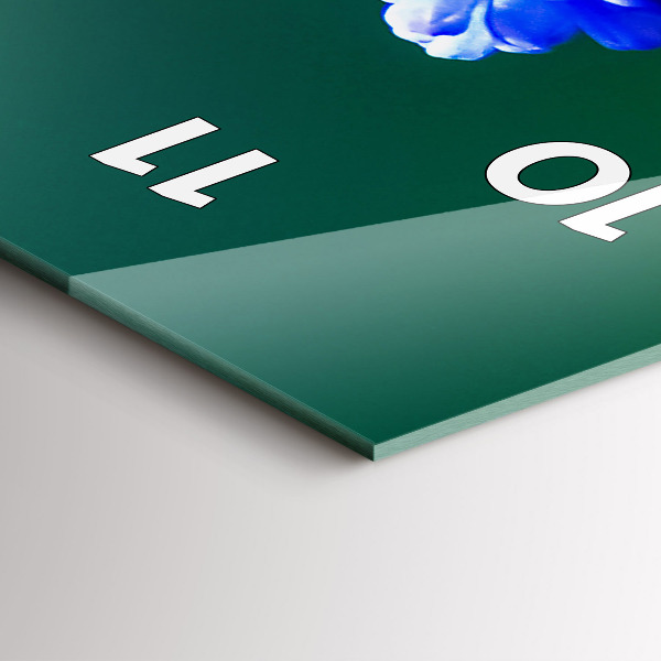 Ceas vertical de perete din sticlă Flori albastre