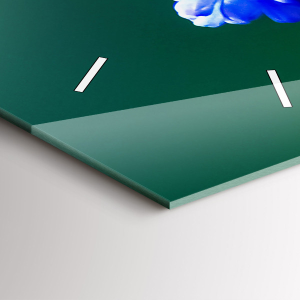 Ceas vertical de perete din sticlă Flori albastre