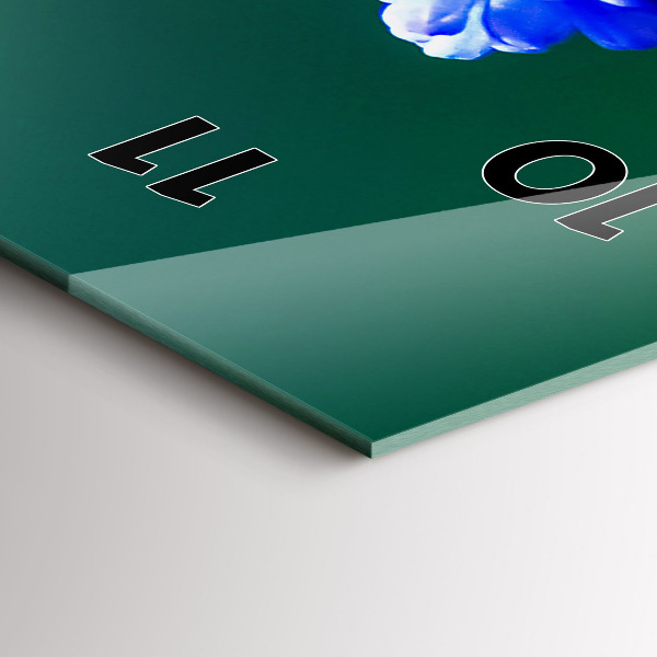 Ceas vertical de perete din sticlă Flori albastre