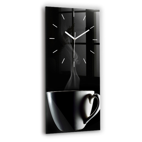 Ceas vertical de perete din sticlă O ceașcă de cafea