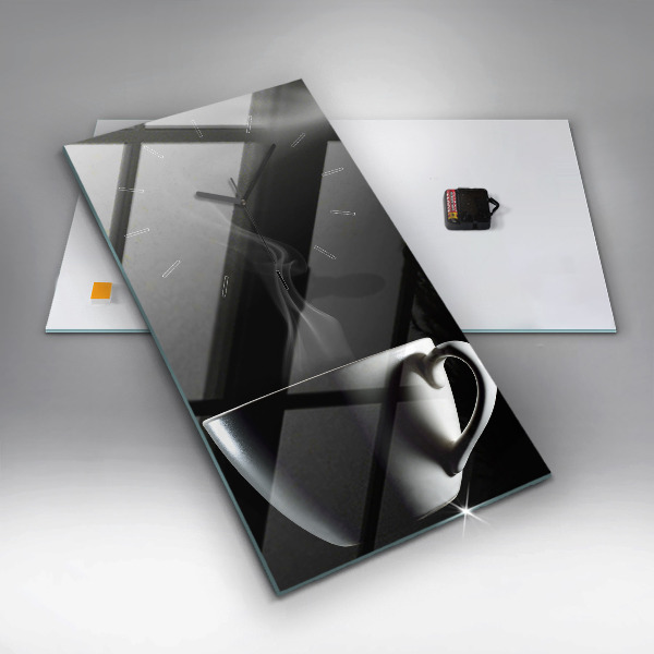 Ceas vertical de perete din sticlă O ceașcă de cafea