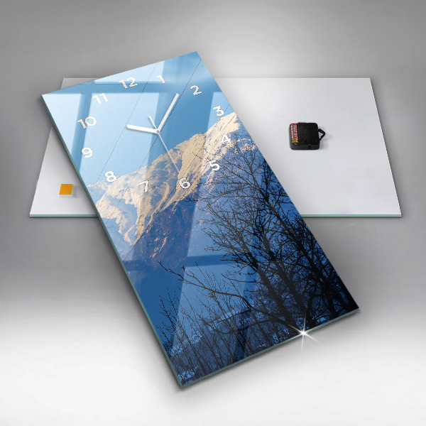 Ceas vertical de perete din sticlă Vedere la munte