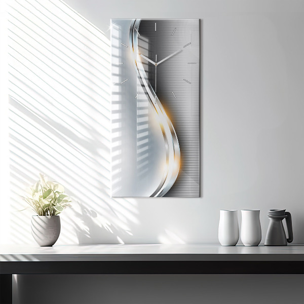 Ceas vertical de perete din sticlă Abstracția metalului