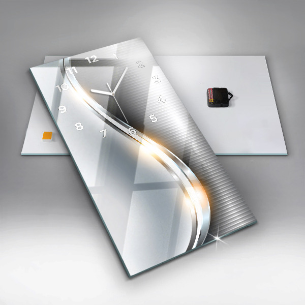 Ceas vertical de perete din sticlă Abstracția metalului