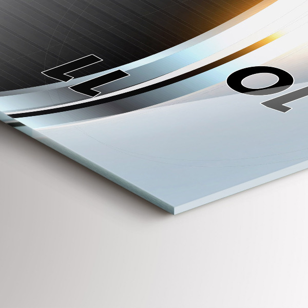 Ceas vertical de perete din sticlă Abstracția metalului