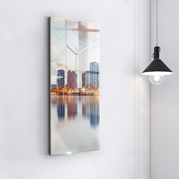 Ceas vertical de perete din sticlă Panorama cu Turnul Eiffel