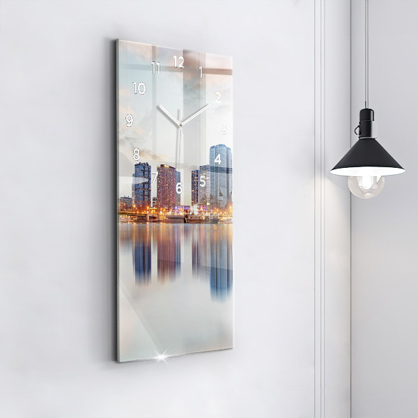 Ceas vertical de perete din sticlă Panorama cu Turnul Eiffel