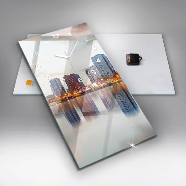 Ceas vertical de perete din sticlă Panorama cu Turnul Eiffel
