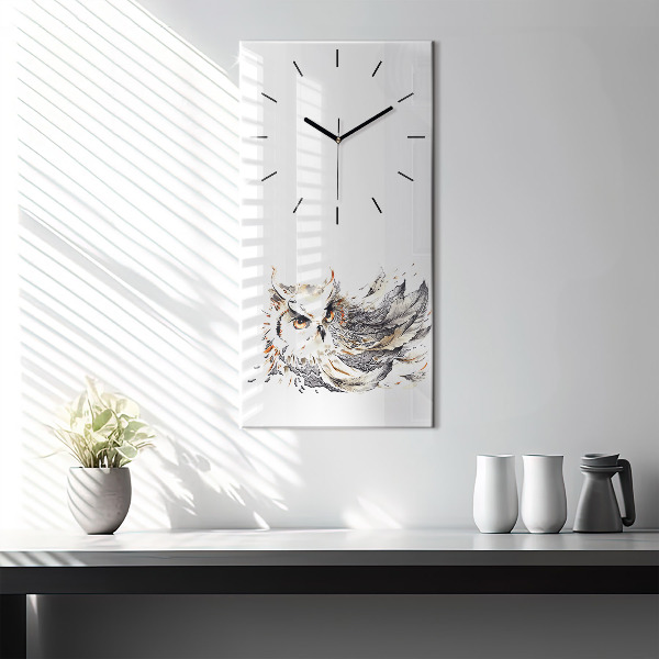 Ceas vertical de perete din sticlă Bufniță simbol al înțelepciunii