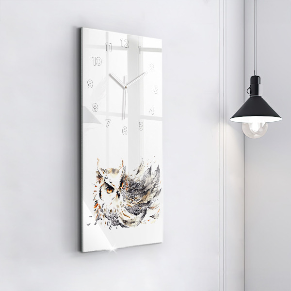 Ceas vertical de perete din sticlă Bufniță simbol al înțelepciunii