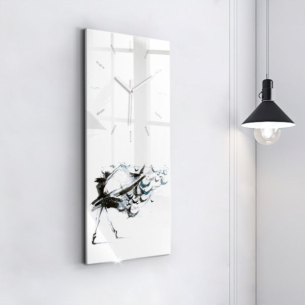 Ceas vertical de perete din sticlă Femeie dansând balet