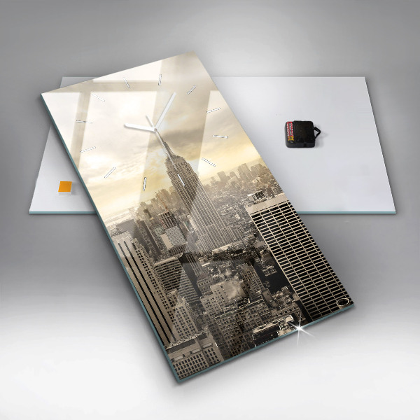 Ceas vertical de perete din sticlă Turnuri din New York