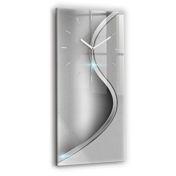 Ceas vertical de perete din sticlă Abstracția metalului gri