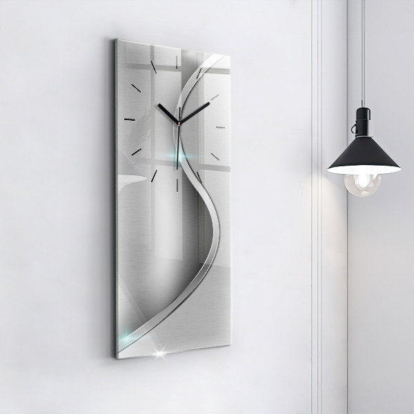 Ceas vertical de perete din sticlă Abstracția metalului gri