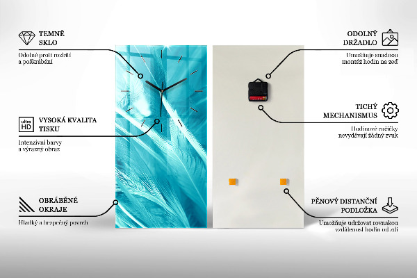 Ceas vertical de perete din sticlă Abstracția metalului gri