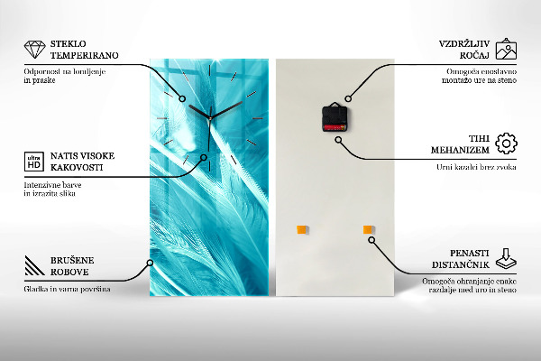Ceas vertical de perete din sticlă Abstracția metalului gri
