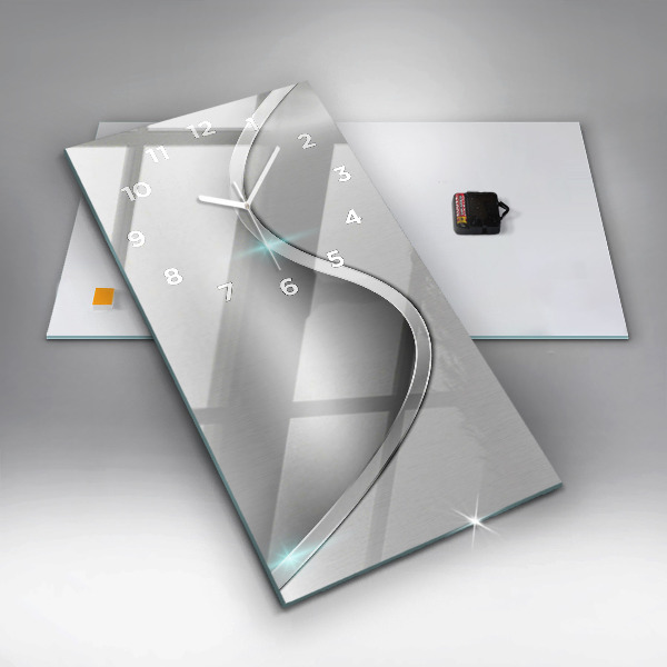 Ceas vertical de perete din sticlă Abstracția metalului gri