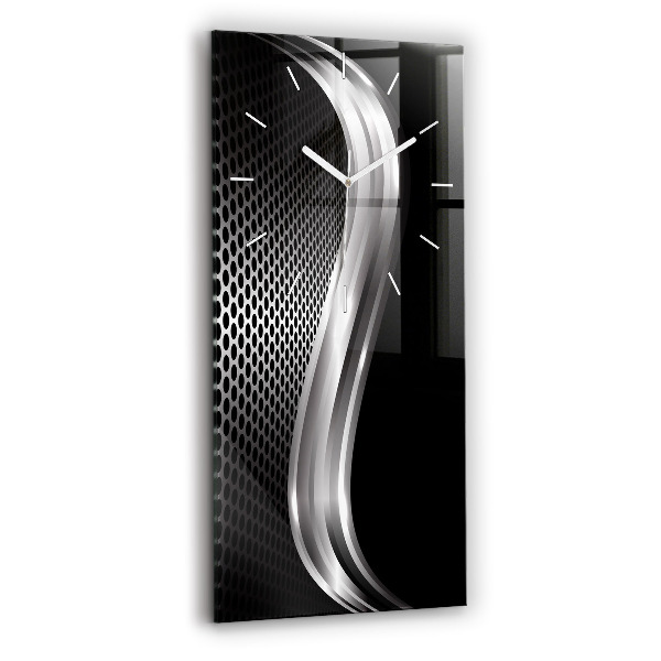 Ceas vertical de perete din sticlă Abstracția metalului negru