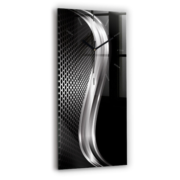 Ceas vertical de perete din sticlă Abstracția metalului negru