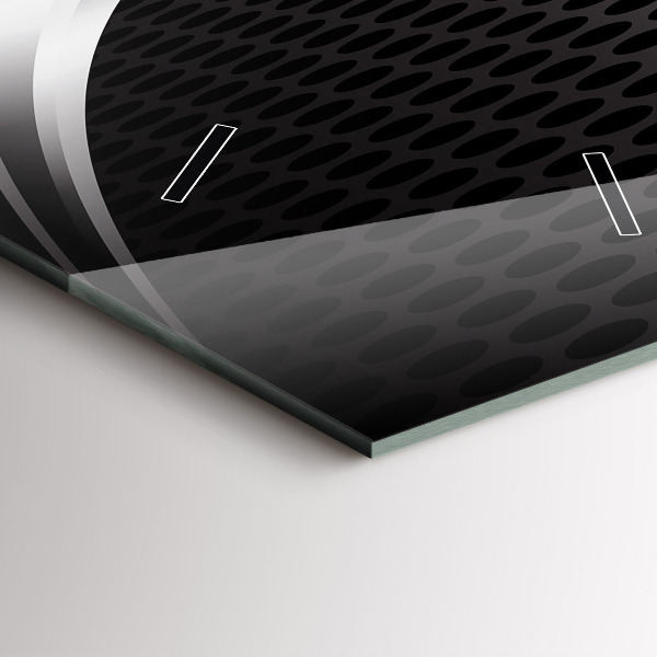 Ceas vertical de perete din sticlă Abstracția metalului negru