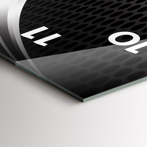 Ceas vertical de perete din sticlă Abstracția metalului negru