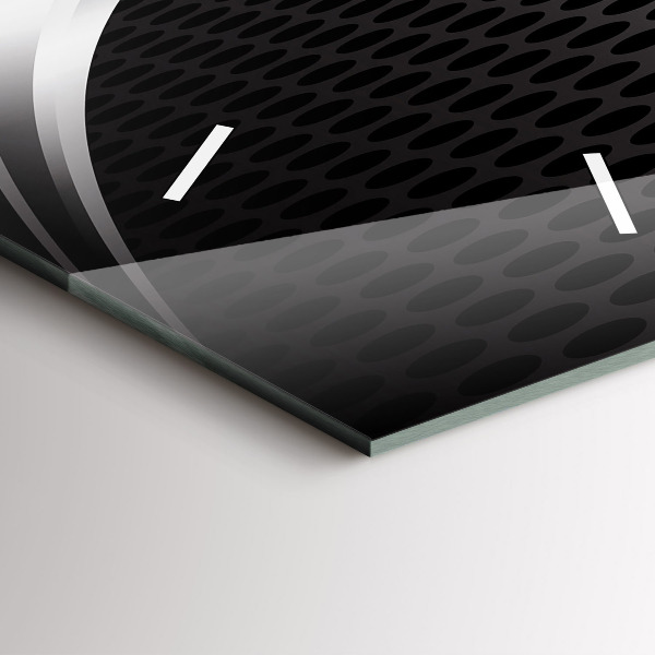 Ceas vertical de perete din sticlă Abstracția metalului negru
