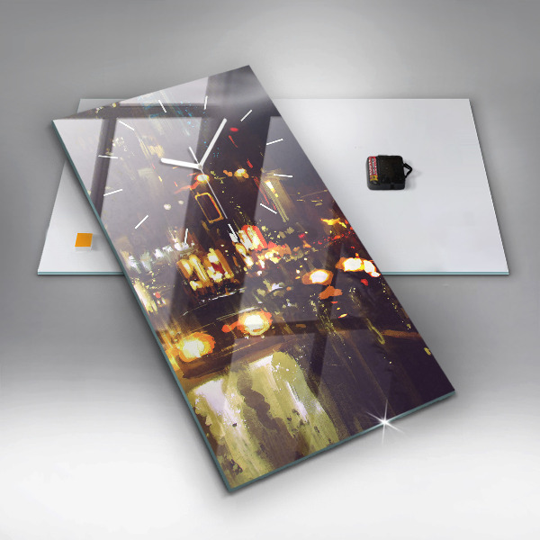 Ceas vertical de perete din sticlă Oraș pictat