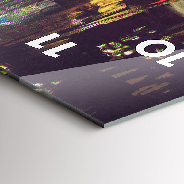 Ceas vertical de perete din sticlă Oraș pictat