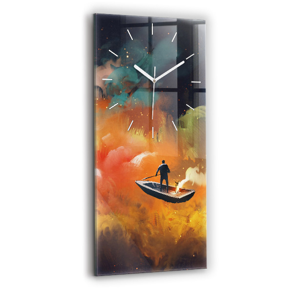 Ceas vertical de perete din sticlă Imagine abstractă