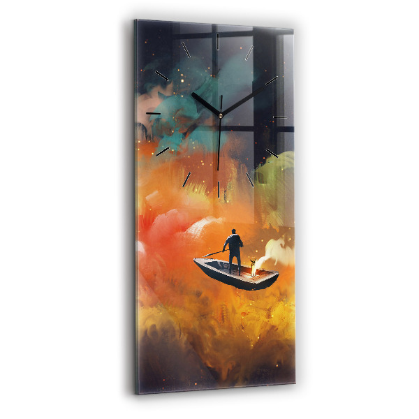 Ceas vertical de perete din sticlă Imagine abstractă