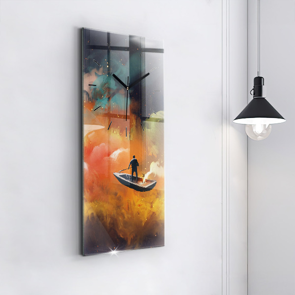 Ceas vertical de perete din sticlă Imagine abstractă