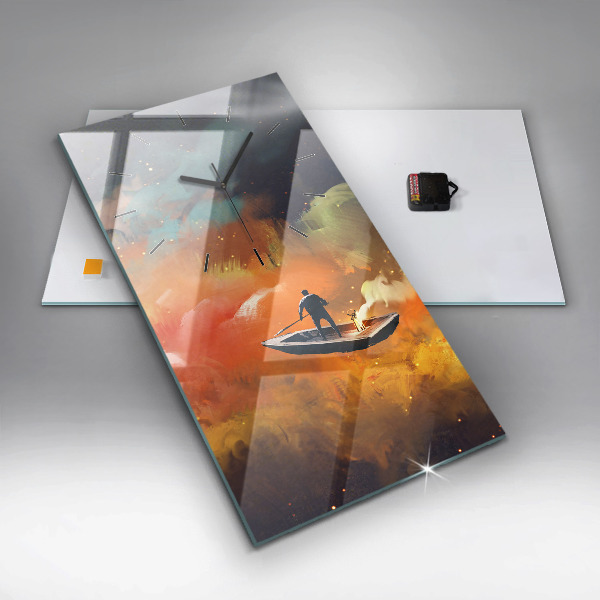 Ceas vertical de perete din sticlă Imagine abstractă