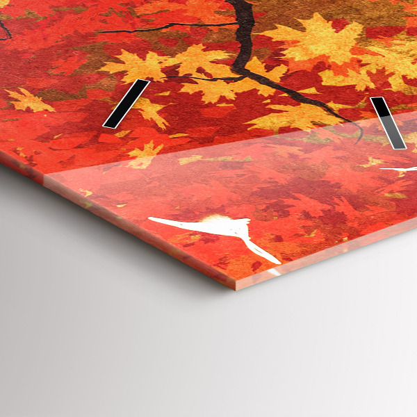 Ceas vertical de perete din sticlă Mireasa toamna