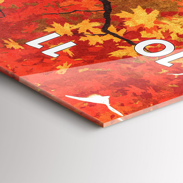 Ceas vertical de perete din sticlă Mireasa toamna