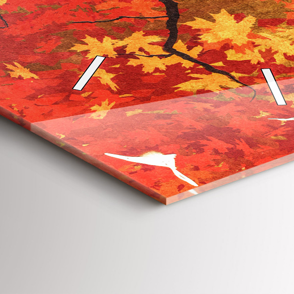 Ceas vertical de perete din sticlă Mireasa toamna