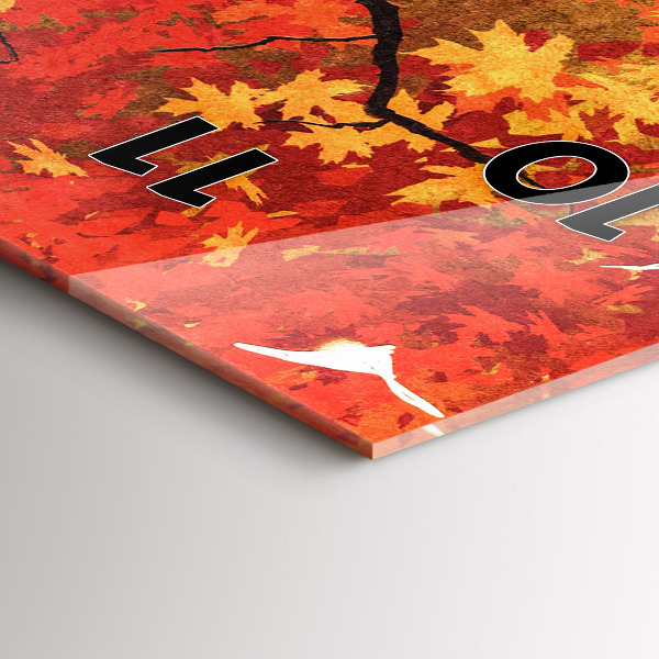 Ceas vertical de perete din sticlă Mireasa toamna