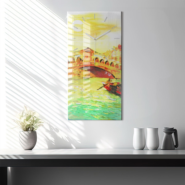 Ceas vertical de perete din sticlă Podul Rialto din Veneția