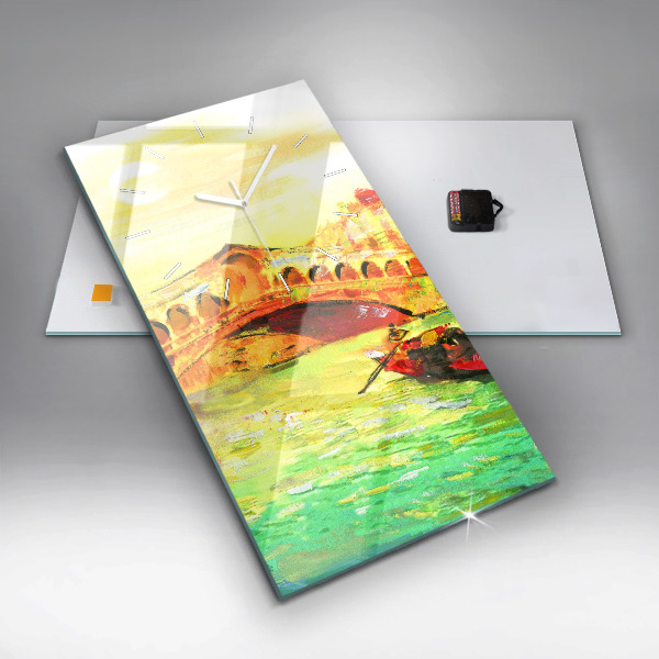 Ceas vertical de perete din sticlă Podul Rialto din Veneția