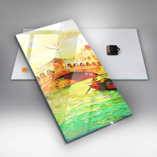 Ceas vertical de perete din sticlă Podul Rialto din Veneția