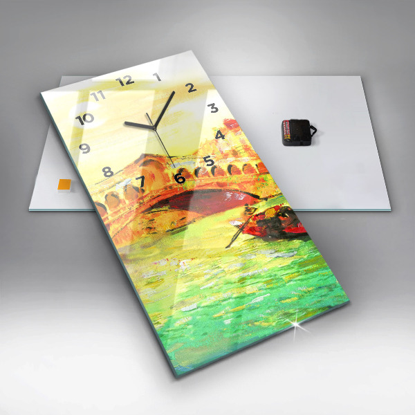 Ceas vertical de perete din sticlă Podul Rialto din Veneția