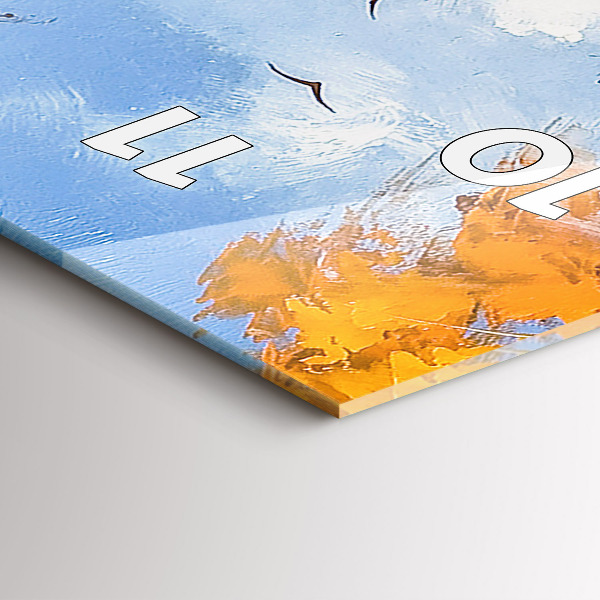 Ceas vertical de perete din sticlă Peisaj de toamnă cu un râu