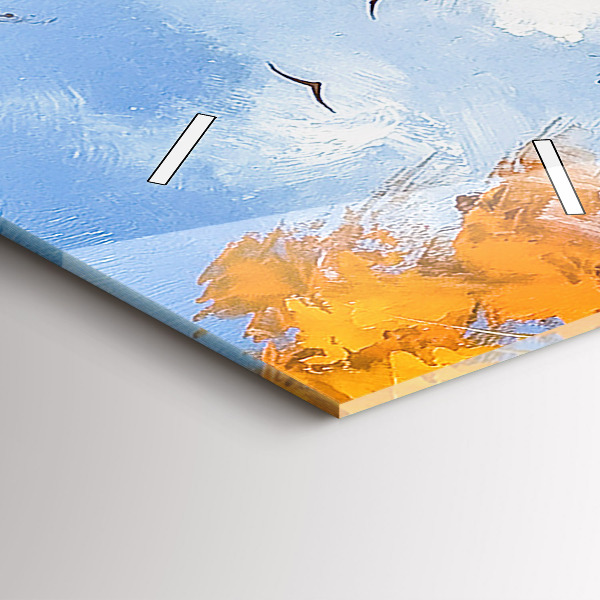 Ceas vertical de perete din sticlă Peisaj de toamnă cu un râu