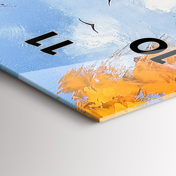 Ceas vertical de perete din sticlă Peisaj de toamnă cu un râu