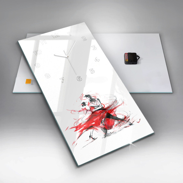 Ceas vertical de perete din sticlă Cuplu dansator