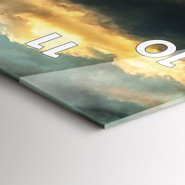 Ceas vertical de perete din sticlă Zborul cu balonul în nori