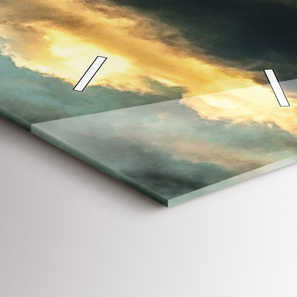 Ceas vertical de perete din sticlă Zborul cu balonul în nori