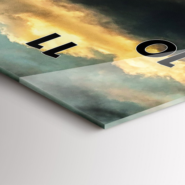 Ceas vertical de perete din sticlă Zborul cu balonul în nori