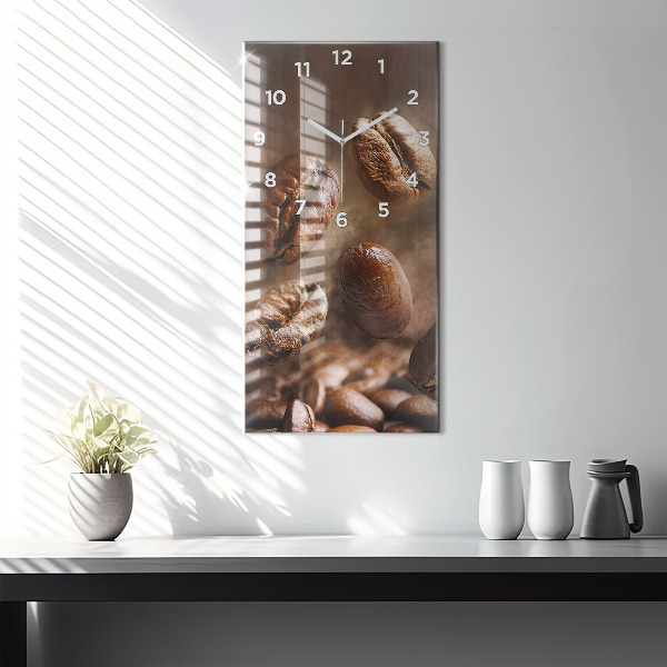 Ceas vertical de perete din sticlă Boabe de cafea