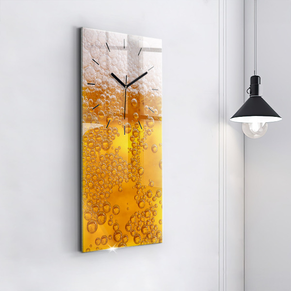Ceas vertical de perete din sticlă Bere cu spumă